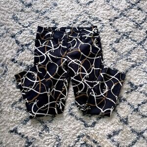 Cache Chain Print Trousers Women 10 Black Gold Nautical Slim Fit Dress Pants